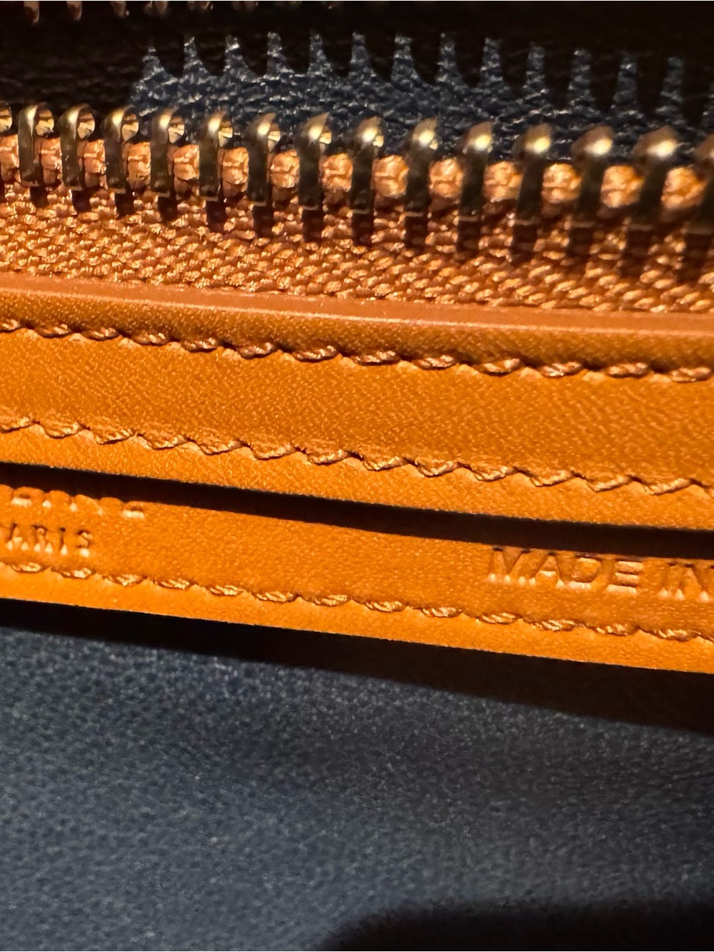 NWOT Celine Leather Micro Luggage Tote in Navy, Cream & Cognac/Deep Camel - Picture 10 of 11